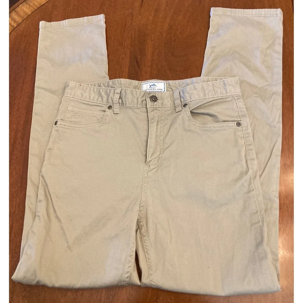Southern Tide Boys Khaki Tan 5-Pocket Twill Chino Pants Size 14 Cotton Stretch